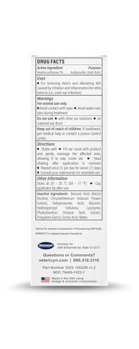 image for Vetericyn Triple-Action Ear Treatment for Dogs & Cats - 1% Hydrocortis