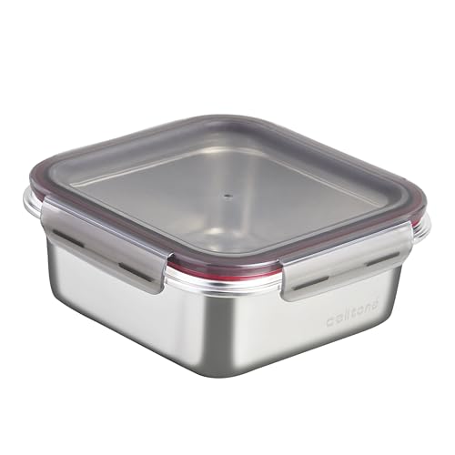 Image of Fridge to Oven Microwave Safe Stainless Steel Reusable Food Storage Containers with Leak-Proof and Airtight Lids (Square 1500 ML)