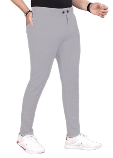 Image of Men's Slim Fit Lycra Blend Stretch Trousers | 2 Button Closure | Side Pockets | Formal & Casual Wear