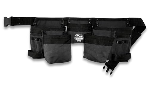 Graintex CD2141 11 Pocket Finisher Tool Belt Black Color Canvas, Durable Tool Belt Organizer, Versatile Tool Storage, Tool Bag Designed for Craftsmen and DIY Enthusiasts, Hammer Holder Loops