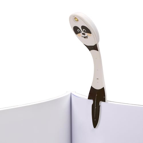 Image of Gifts for Readers & Writers Book Light, Clip On Reading Light for Bed, 2in1 Flexilight & Bookmark, Small & Lightweight with a Soft Glow, 2 Batteries Included, Panda