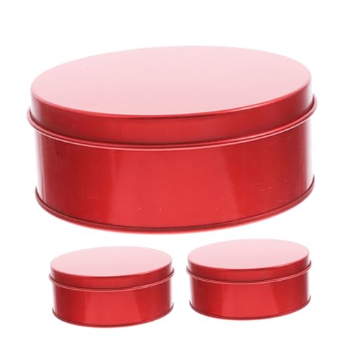 Mobestech 3 Piezas caja de hojalata latas vacias tarros decorativos navideños contenedor de joyería de hojalata latas de té Recipiente de galletas frascos de dulces tarros de galletas rojo