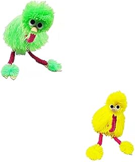 RZTA 2-Pack Fun Wooden Ostrich Puppet Stuffed Ostrich Plush Interactive Puppet Doll Ostrich Toy Puppet Line Doll Parent-Child Interactive Toy,B1