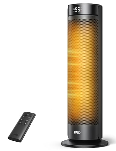 Image of DREO Space Heater for Large Room, Safe Electric Heaters for Indoor Use | Quiet, 70 Oscillation, PTC Ceramic with Thermostat and Remote, 8 Safe Protection Tower, 12H Timer, Bedroom, Office, Black