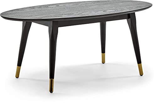 Elle Decor Clemintine Mid-Century Modern Living Room Furniture Collection, Oval Coffee Table, French Black