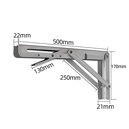 HJW Praktische Opbergrek 2 Stks Plank Beugel Lade Muur Mount Haakse Beugel Stand Drijvende Ijzer Heavy Duty Planken Ondersteuning, Zilver 1Huiyang-01020,500Mm - Image 8