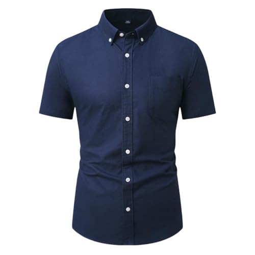 Chemise en coton Oxford à manches courtes pour homme en coupe ample et coloris uni