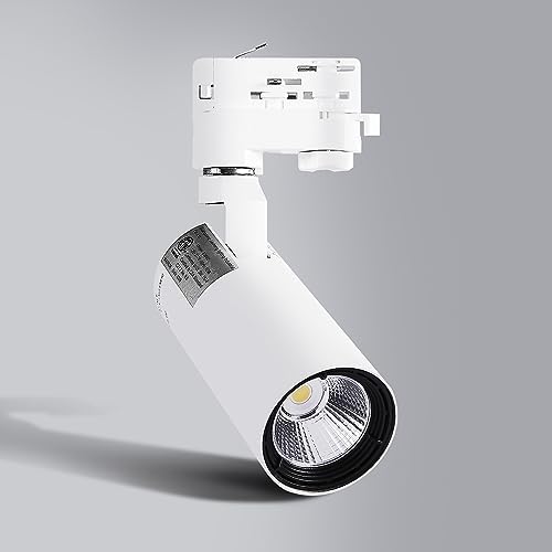 UPO 5-LED Track Lighting kit, 1500lm/15w CRI90 4000K 24°Beam Angle, Ceiling Spot Lighting for Kitchen, Living Room, Bedroom，Adjustable Track Head Easy Installation, LED Bulbs Included, White by UPO - Used condition - Image 2