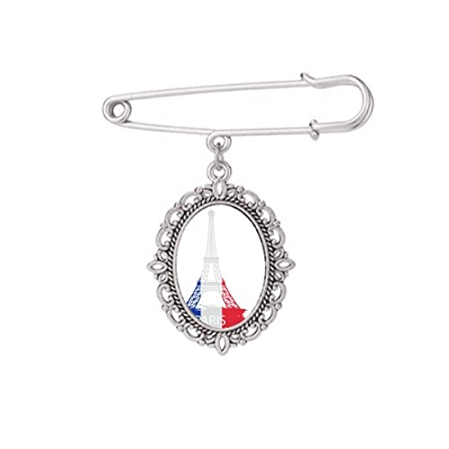 Broche Tour Eiffel Paris France avec clips pour robe et châle