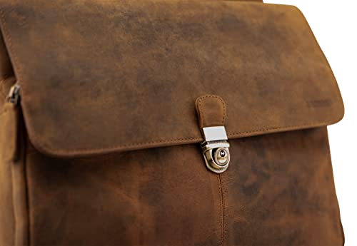 Image of LEABAGS Leather Briefcase | Genuine Leather Laptop Bag 15 inch | Shoulder Strap | Messenger Bag | Work Bag | Teacher Bag