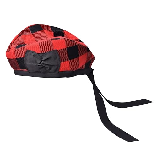 Image of Glengarry Cap-Traditional Scottish Hat, Acrylic Wool Tartan Glengarry hat, Kilts /Bagpipes Accessories