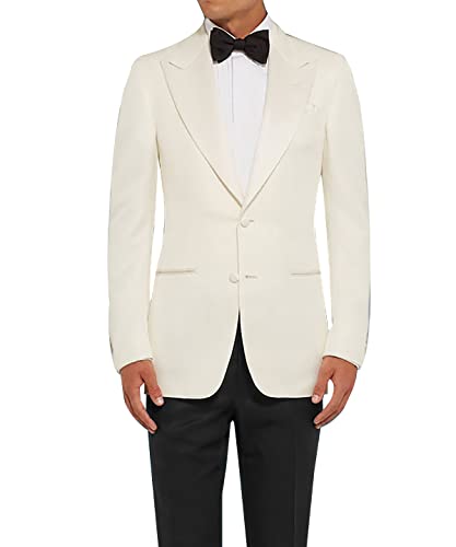 Men's 2 Piece Slim Fit Tuxedo Suit – Business Wedding Party Dress Ivory Suit with Jacket and Pants