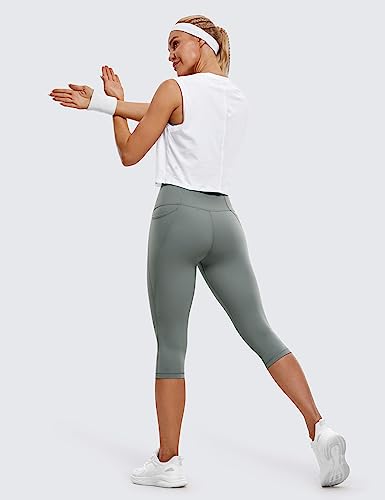 Image of CRZ YOGA Womens Butterluxe Workout Capri Leggings with Pockets 17 Inches - High Waisted Crop Gym Yoga Pants Buttery Soft