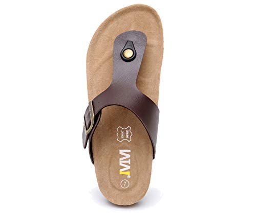 Image of WTW Men's Cork Footbed Sandals Slip on Beach Slide Slipper Shoes with Adjustable Metal Buckle Strap for Men Causal Style