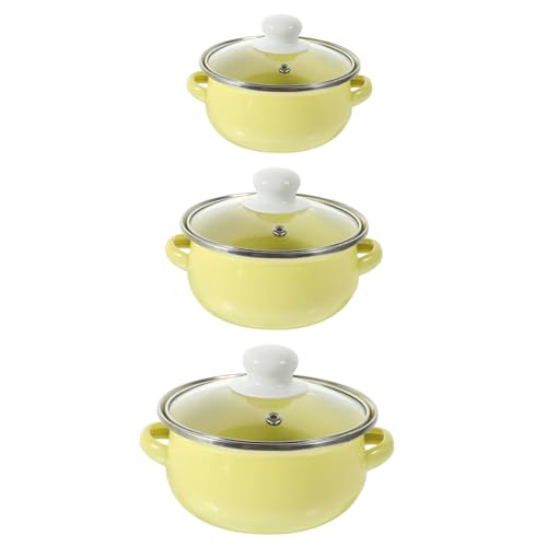 Abaodam 3Piezas Olla Esmaltada para Estufa Asas Dobles Cacerola de Leche y Sopa para Cocción de Ramen y Almacenamiento de Alimentos