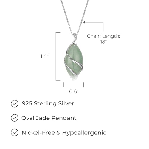 MORGAN & PAIGE .925 Sterling Silver Rhodium Plated Genuine Green Jade Necklace or Jade Earrings for Women - Wire-Wrapped Marquise Cut with Diamond Accents, Hypoallergenic Silver Jewelry Elegant Gifts3