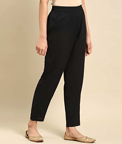 Image of rangita Women Rayon Solid Ankle Length Straight Pant