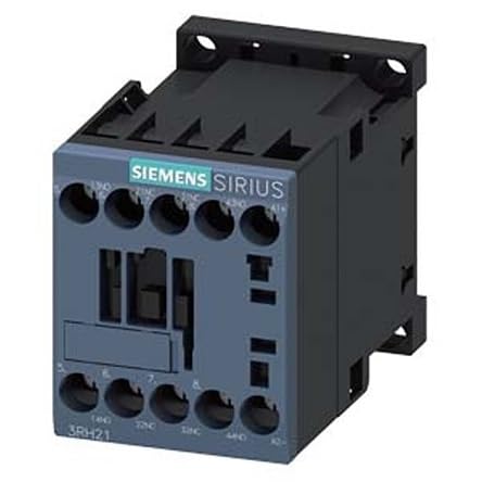 Contactor Auxiliar Siemens Sirius 3RH2 de 24 V CC con tensión de aislamiento hasta 690 V CA