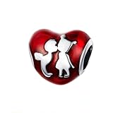 CCXXYGWJ Cuentas de corazón esmaltadas para Pulsera, Brazalete de Plata de Ley 925, Cuentas Huecas para niños y Amigas, Pulseras aptas para joyería