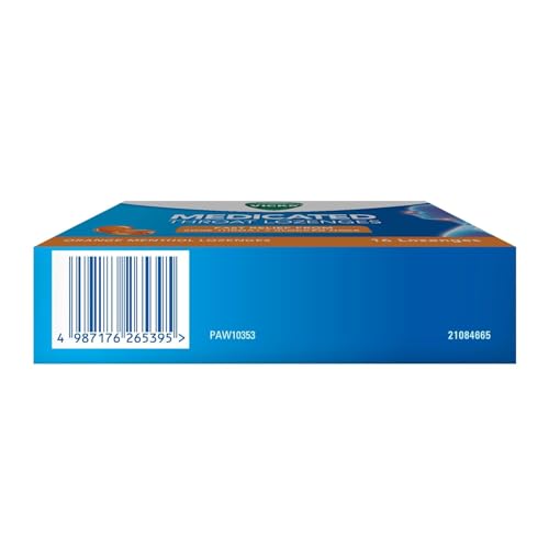 Image of Vicks Medicated Throat Lozenges, 16 Lozenges, Orange Menthol Flavor, Fast Sore Throat & Blocked Nose Relief, Portable and Effective, Essential for On-the-Go Cough and Cold Comfort