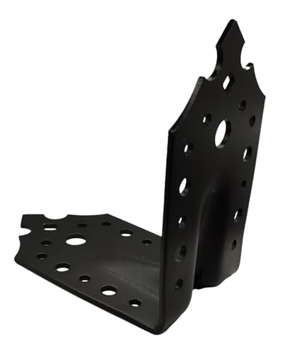 Pack of 4pcs Black Right Angle Brackets 90 Degree Decorative Metal Corner Brace Joint Heavy Duty Powder Coated Ornamental L Shaped Repair Steel Sheet Big Size: 115mm x 115mm x 95mm (4.5"x4.5"x3.7") - Image 4