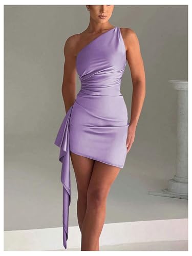Image of GORGLITTER Women's Sexy Birthday Mini Dresses Asymmetrical Going Out Club Party Vegas Dinner One Shoulder Fringe Dress