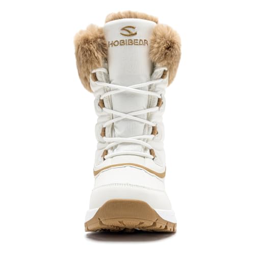 HOBIBEAR Women's Winter Snow Boots Waterproof Lightweight Warm Faux Fur Lined Mid-Calf Booties（Beige 1370 Size 8 Women - image 4