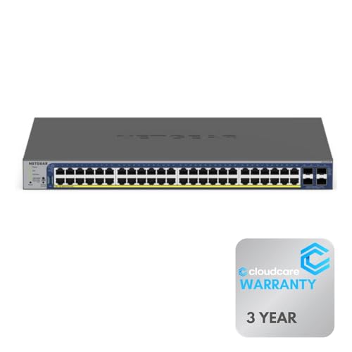 Image of NETGEAR GS752TXP 52-Port Gigabit Ethernet Stackable 𝐒𝐦𝐚𝐫𝐭 𝐒𝐰𝐢𝐭𝐜𝐡 | 48 PoE+ Ports | 2 Copper 10G and 2 SFP+ 10G Ports | Cloud Care's 3-Year Warranty SupportPlus Included