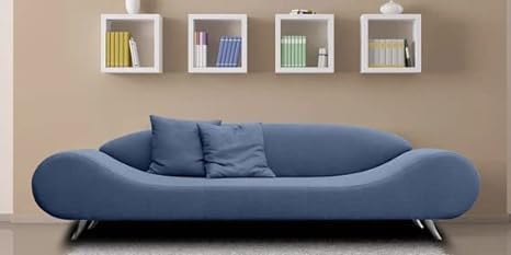 Modern Classic Velvet 3 Seater Sofa Curvd Shaped Sofa with Throw Pillows for Living Room, Bedroom, Hallway (Blue)