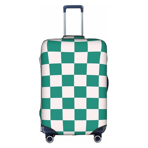 White Green Squares Checkerboard Travel Luggage Cover Elastic Suitcase Protector Washable Baggage Covers For Trunk Case Fits 18-21 Inch Luggage