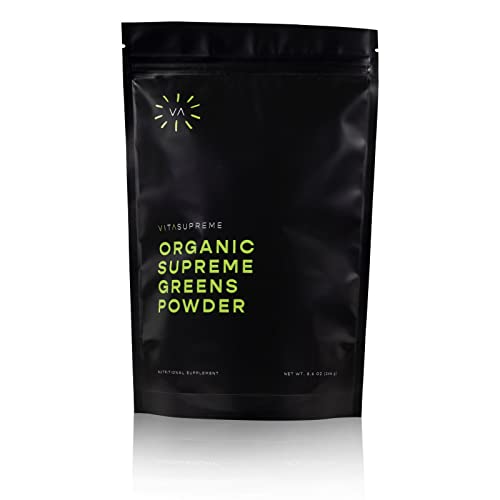Vita Supreme Greens Superfood Powder with MSM, Mint Flavor Organic Super Greens Powder Superfood (Non-GMO, Keto, Vegan, Paleo-Friendly Nutrition, 180 Servings - 3 Month Supply, 8.6 Ounces)