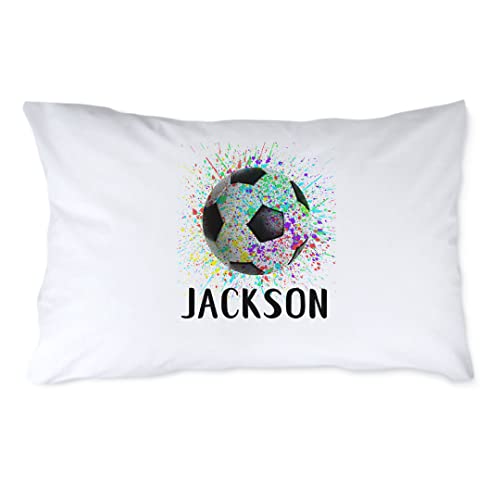 Pattern Pop - Personalized Splatter Paint Soccer Pillowcase - Decorative Pillow Covers - Great for Gifting - Standard Size 20