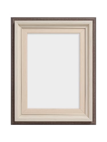 Image of GOLDEN PEACOCK Vintage Style 5x7 Inch Picture Frame | Rustic Brown & Ivory PVC Frame with Glass | Wall Hanging & Tabletop | Indoor Display