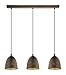 Produktbild EGLO Pendellampe Safi, 3-flammige Vintage Pendelleuchte Esstisch im Industrial Design, Retro Hängelampe aus Stahl in Braun, gold, E27 Fassung