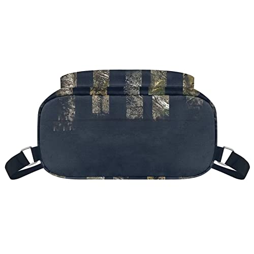 Talayituse American Flag Print Drawstring Backpack with Zipper Pockets for Women Men, Deer Camo Portable Sports Gym Bag String Bags Sackpack Cinch Pouch for Outdoor Beach Swimming Yoga Travel3