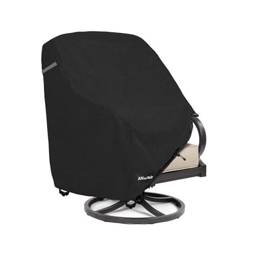 Image of ANartcle Patio Chair Covers,600D Waterproof Heavy Duty Outdoor Lawn Patio Furniture Covers,Patio Swivel Chair Covers for Outdoor Furniture,(32W x 35D x 36H inches)Black