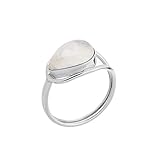 81stgeneration Anello in Pietra di Luna Arcobaleno a Forma di Pera con Motivo a Nodo Lazo | Anelli in Argento Sterling 925 da Donna | Anelli con Pietre Preziose per Ragazze Adolescenti