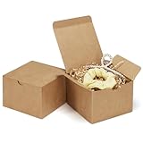 Eupako Brown Gift Boxes 5x5x3.5 25 Pack Kraft Paper Gift Boxes with Lids for Gifts, Crafting, Wedding, Birthday, Party, Cupcake
