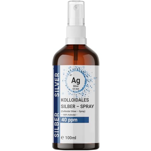 1x 100ml Kolloidales Silber Spray (40 ppm) in Braunglasflasche – Sprühflasche | Silberwasser | Reinstwasser