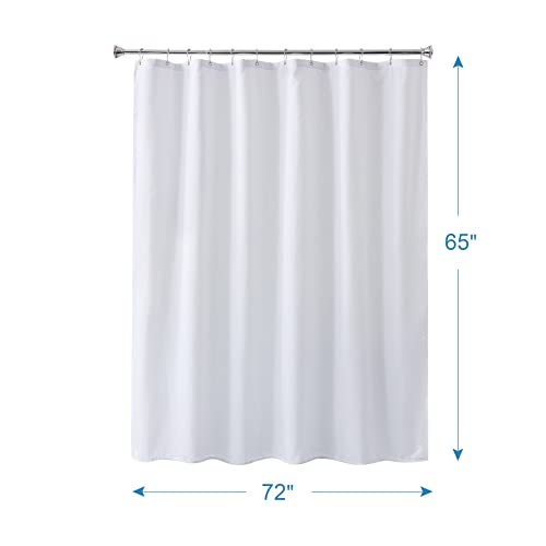 Image of Amazer White Shower Curtain Liner Washable, 72 x 65 Inches, Fabric Shower Liner with 2 Bottom Stones, Waterproof 2-in-1 Shower Curtain and Liner, 12 Grommet Holes, Hotel Quality, White
