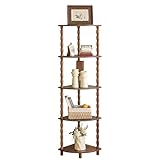 MaxSmeo Corner Shelf, 5-Tier Corner Bookshelf for Small Spaces, Stylish Corner Storage Display Shelves for Bedroom, Bathroom, Kitchen, Living Room (Rustic Brown)