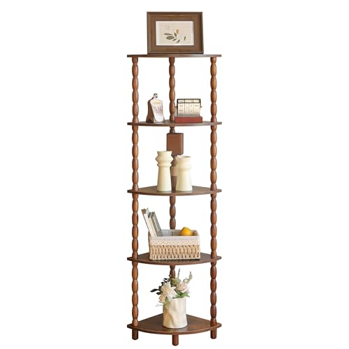 MaxSmeo Corner Shelf, 5-Tier Corner Bookshelf for Small Spaces, Stylish