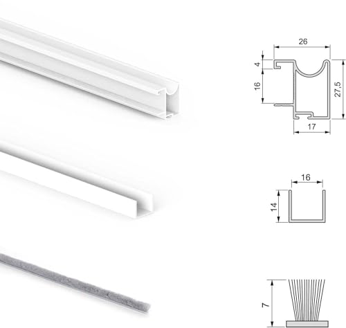 Miniatura 4 de Emuca - Sistema Corredero Para Armario De 2 Puertas Con Perfil Wave, Espesor 16 Mm, Cierre Suave, Tableros No Incluidos, Pintado Blanco
