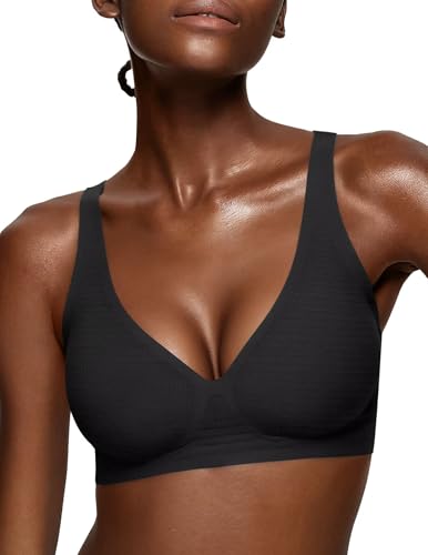 Image of Vertvie Jelly Wireless Bras for Women Push Up Plunge Seamless T-Shirt Bras No Underwire Supportive Full Coverage Bralettes