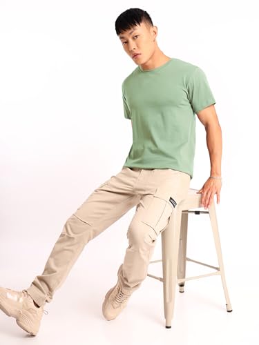 Image of BEYOUNG Cotton Regular Fit Plain T-Shirt for Men | Flexible Round Neck | Casual T-Shirt | Solid T-Shirt | Half-Sleeves | Stylish T-Shirt