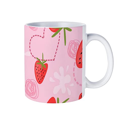 コーヒーカップ 人気 マグカップ 愛はいちご味ですカップ 広口 ミルク かわいい おしゃれ 牛乳 大容量 ティー 陶器 男女兼用 オフィス 家庭用 電子レンジ温め対応 贈り物 プレゼント 330ml