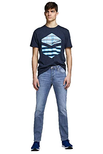 JACK & JONES Jjiglenn Uomo Jeans Azzurro W34L32 70% Cotone, 28% Poliestere, 2% elasthane Slim Fit