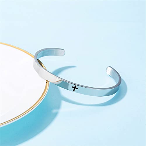 MUERDOU Inspirational Cuff Bracelet Bangle for Women Christian Bible Verse Bracelet Prayer Faith Religious Stainless Steel Bangle Gifts for Her4