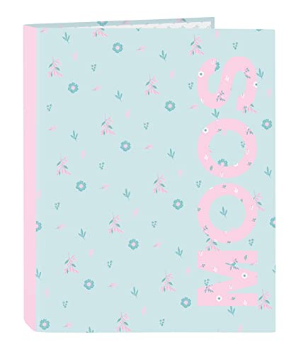 MOOS - Carpeta con Folios 4 Anillas, Ideal para Niños de Diferentes Edades, Cómoda y Versátil, Calidad y Resistencia, 26.5x33 cm, Color Azul turquesa
