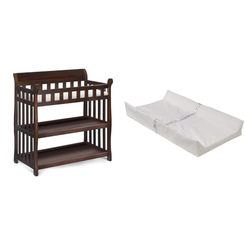 Image of Delta Children Eclipse Changing Table with Changing Pad, Black Cherry & Foam Contoured Changing Pad with Waterproof Cover